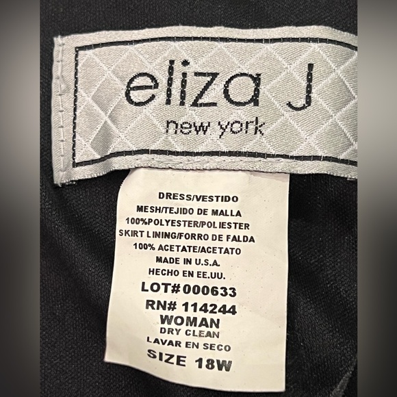 Eliza J Vintage Dress Size 18W Tulle Midi Black Spaghetti Straps Party Prom - Picture 10 of 12